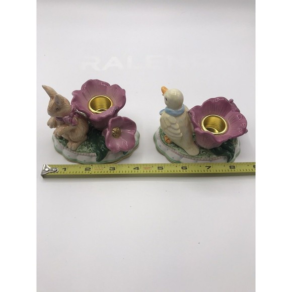 Avon Springtime Collection Candle Holders Bunny and Duck Floral - Picture 7 of 9